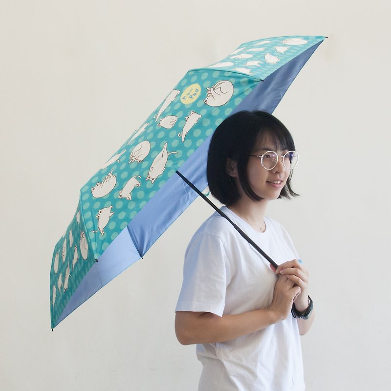 Fleshly Umbrella (Umbrella Face)-Bubble Blue (illustrator: meat ball paw pad) - Umbrellas & Rain Gear - Waterproof Material Blue