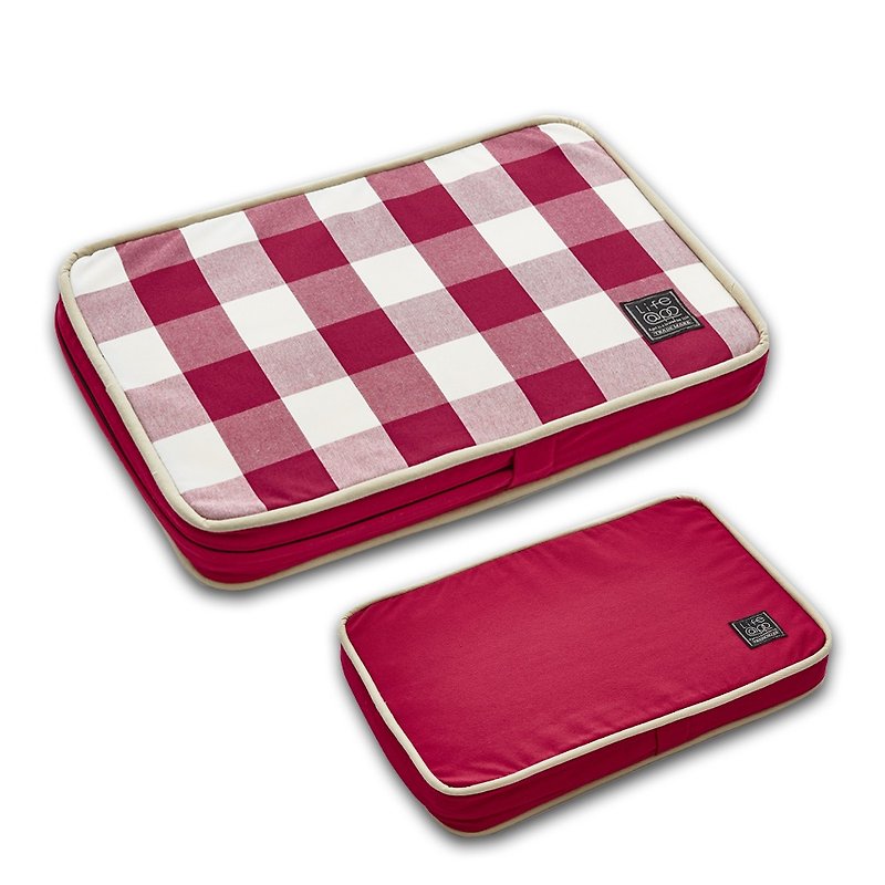 Lifeapp Pet Relief Sleeping Pad Large Plaid - XS (Red and White) W45 x D30 x H5 cm - ที่นอนสัตว์ - วัสดุอื่นๆ สีนำ้ตาล