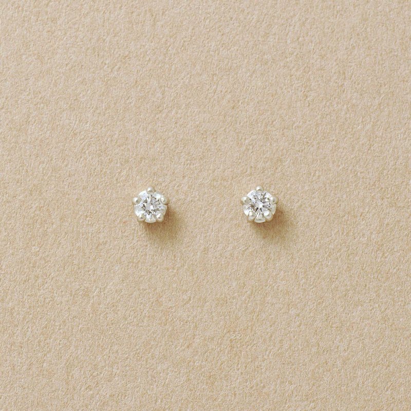 【Second Earrings】 鉑金鑽石耳環 0.06ct - 耳環/耳夾/耳骨夾 - 貴金屬 