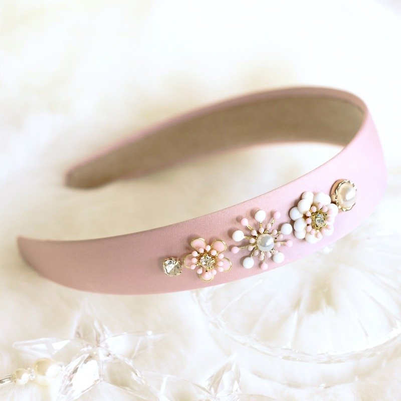 優美搪瓷花飾頭箍 - 髮夾/髮飾 - 其他材質 粉紅色