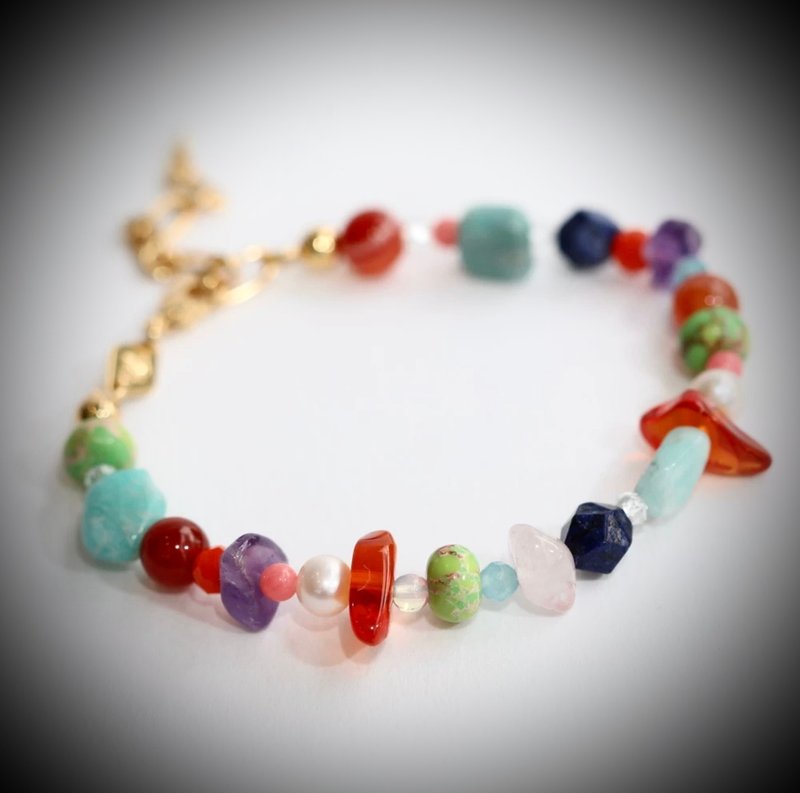 C&W Natural Jade Agate Amber Crystal Casual Dopamine Skittles Playful and Cute Bracelet - Bracelets - Jade Gold