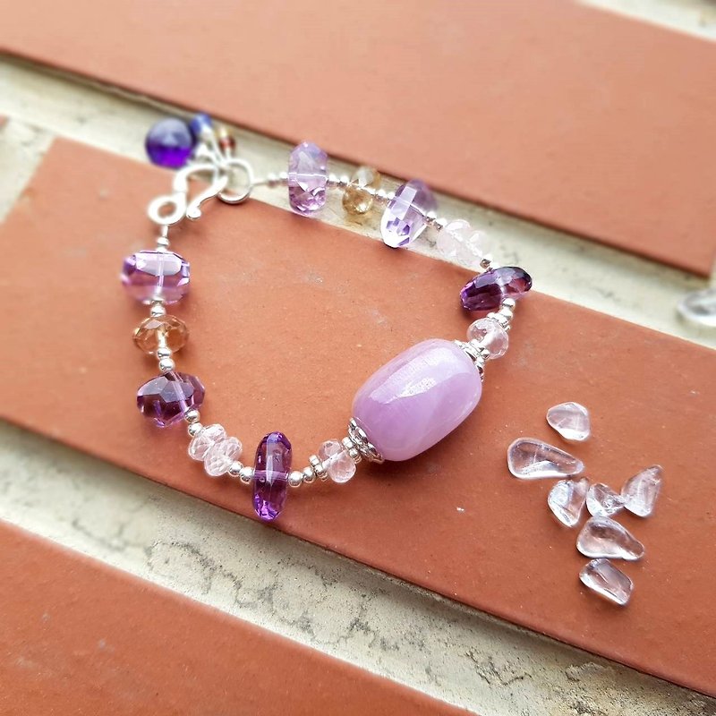 Girl Crystal World - Purple Heart Queen [Purple Lithium] Handmade Natural Crystal Bracelet - Bracelets - Gemstone Purple