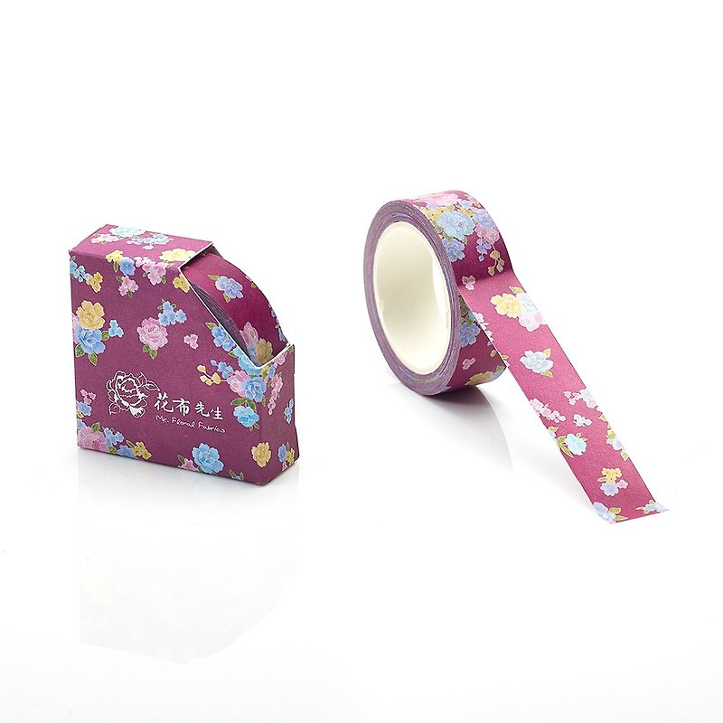 [Mr. Flower Cloth] Washi Tape-Wine Red - Washi Tape - Paper Multicolor