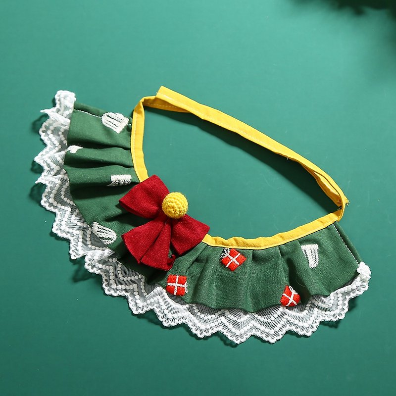 Original Handmade Christmas Bib - Collars & Leashes - Cotton & Hemp Red