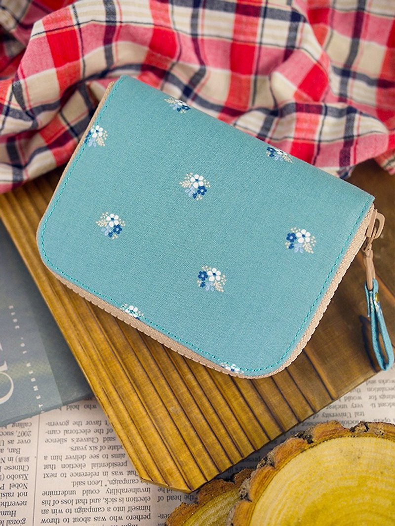 The exclusive order of frifor625 - blue green. Floral. Cloth clip / wallet / wallet / coin purse - Wallets - Cotton & Hemp Green