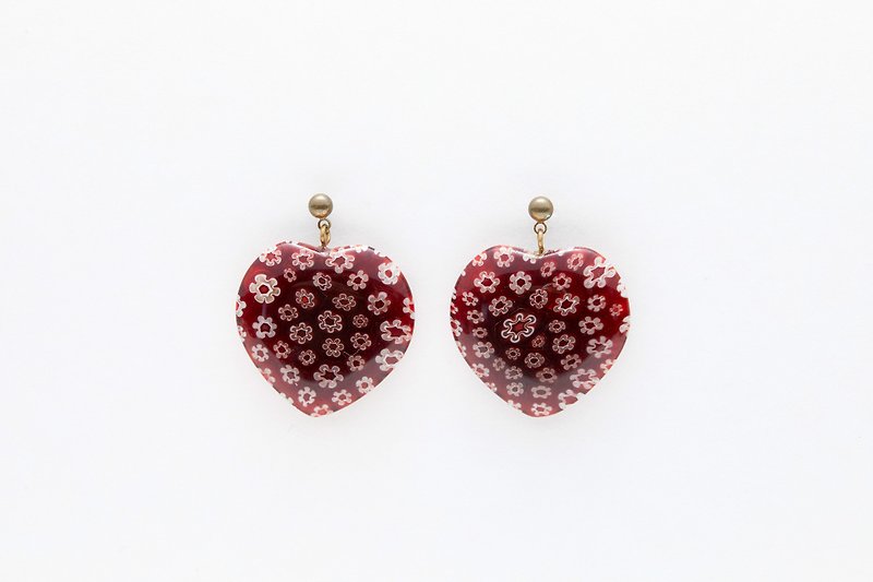 Huge jam colored glaze earrings-cherries - ต่างหู - กระจกลาย สีแดง