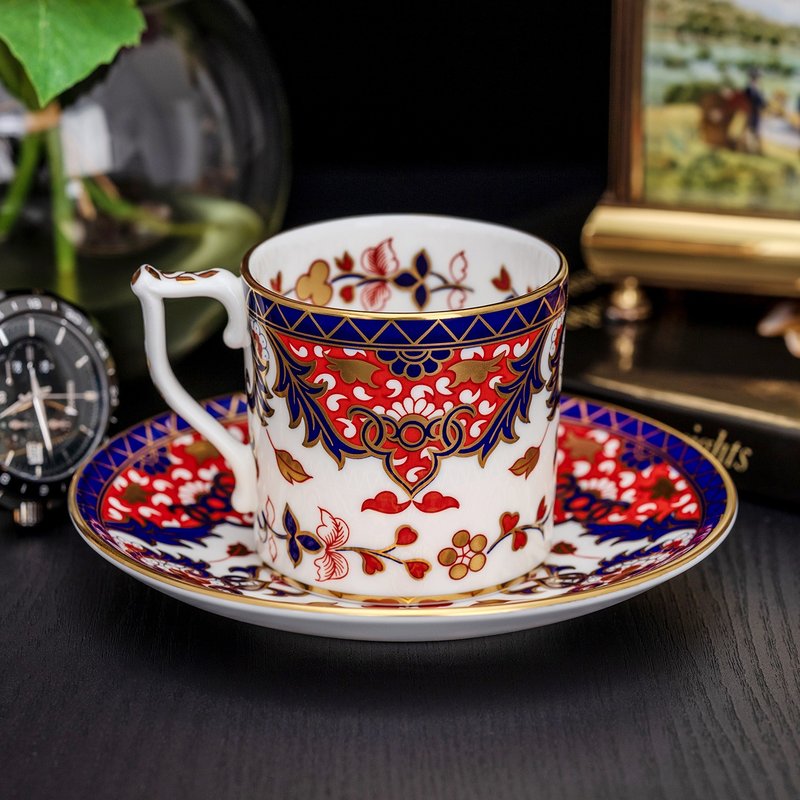 英國製Royal Crown Derby 1988伊萬里古韻 骨瓷咖啡杯盤組 - 咖啡杯/馬克杯 - 瓷 