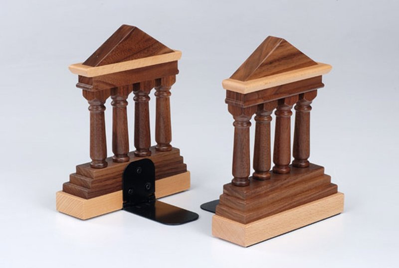 希臘雅典神廟書擋 實木書架 Temple Bookends - 居家收納/收納盒/儲物盒 - 木頭 黃色