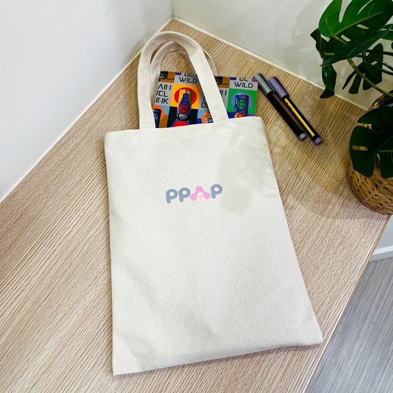2024限定粉灰色 PPAP厚磅簡約帆布提袋 A4書本尺寸 響應環保 - 手提包/手提袋 - 棉．麻 白色
