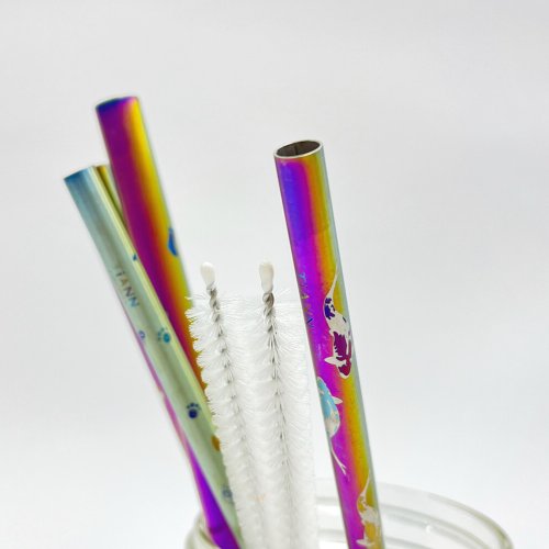 Pure titanium does not taste stuck] Pure titanium curved thick straw 12mm,  three colors optional (environmentally friendly straw) - Shop TiANN x  TiKOBO Titanium Tableware Reusable Straws - Pinkoi