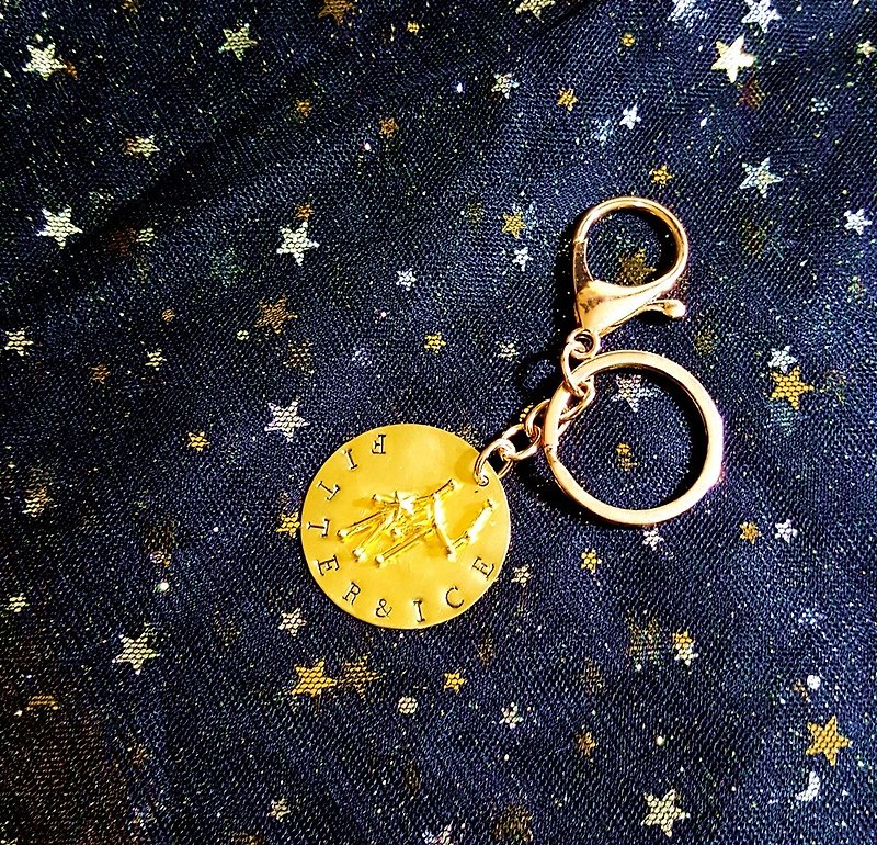 <12 Constellation Astrology Knock Word-Key Ring> Customized Qixi Festival Birthday Graduation Gift Anniversary - Keychains - Copper & Brass 