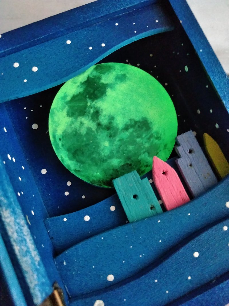 Let's talk about the moon. The full moon glows (phosphorescent) - Items for Display - Wood Blue