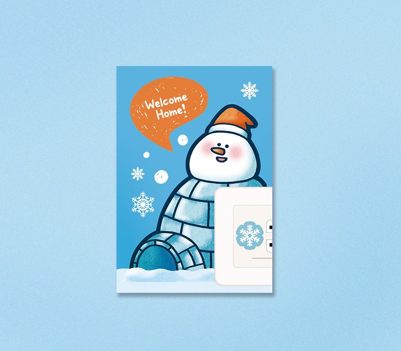 Switch and socket decorative wall stickers-[sold separately] Snowman House Style - สติกเกอร์ - วัสดุกันนำ้ สีน้ำเงิน