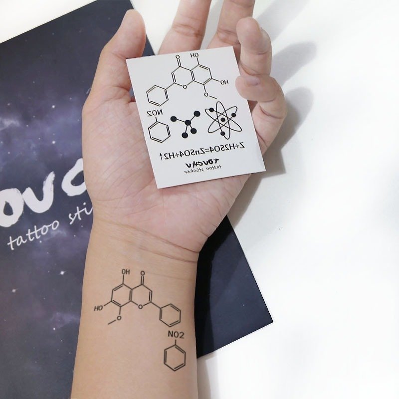 TU Tattoo Sticker - chemical / Tattoo / waterproof Tattoo / original / Tattoo Sticker - สติ๊กเกอร์แทททู - กระดาษ สีดำ