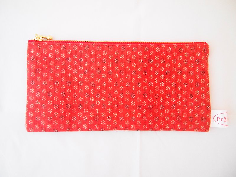 Universal zipper bag with small flower and honeycomb pattern in Kyoto, Japan - อื่นๆ - ผ้าฝ้าย/ผ้าลินิน 