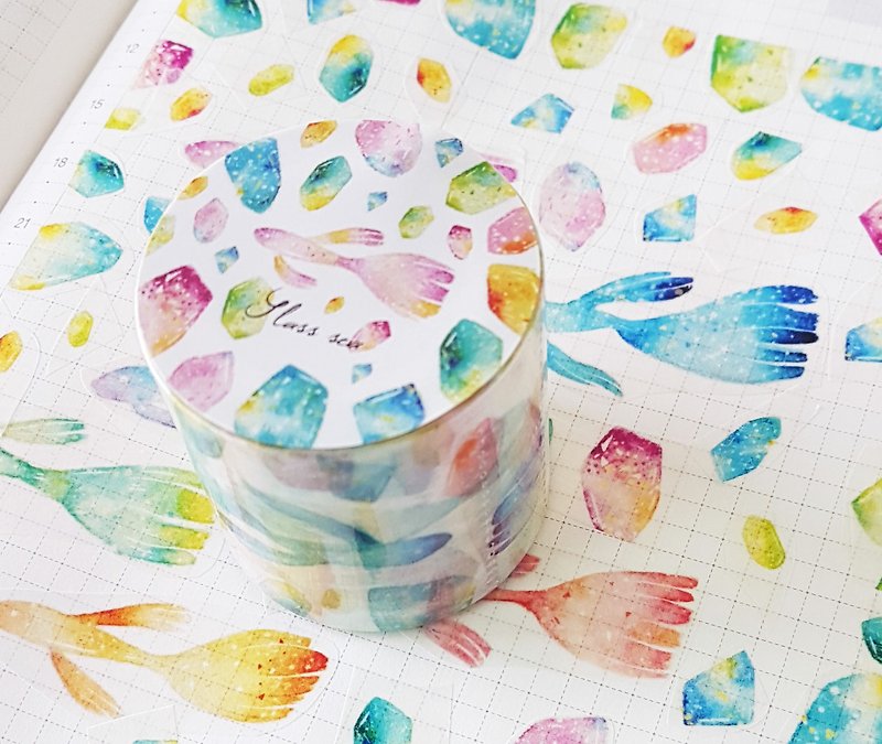 Glass of sea 40mm paper tape - Washi Tape - Paper Multicolor