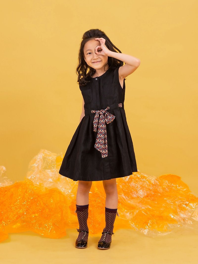 Yal Perforated Tie Dress - Kids' Dresses - Cotton & Hemp 