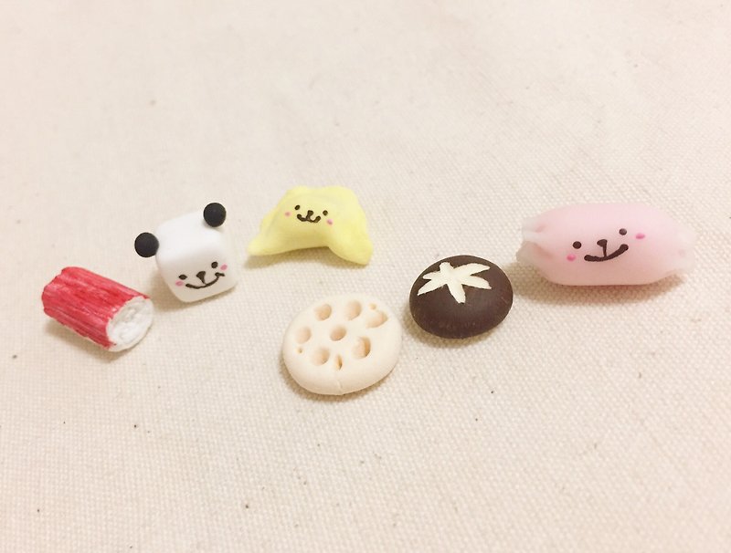 QQ Panda Hot Pot Friends of the series earrings group (can change the ear clip type) ((full 600 random send mystery small gift)) - ต่างหู - ดินเหนียว หลากหลายสี