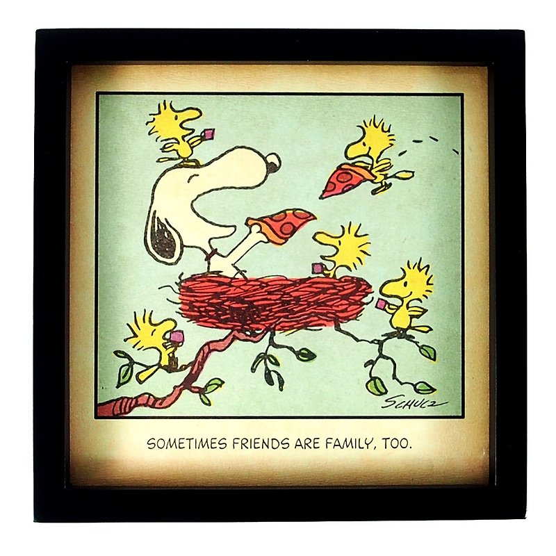 Snoopy Comic Ornaments - Friends are Family [Hallmark-Peanuts Snooker] - ของวางตกแต่ง - ไม้ สีดำ