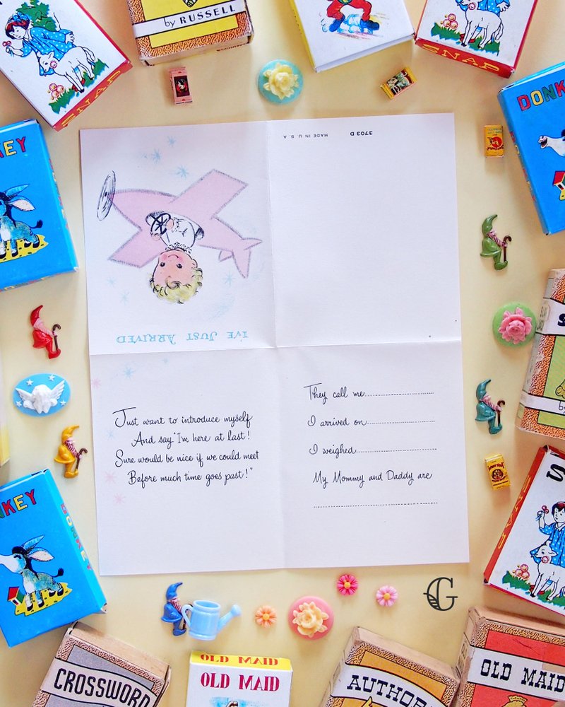 BABYミニメッセージカード　ーGー - 卡片/明信片 - 紙 粉紅色