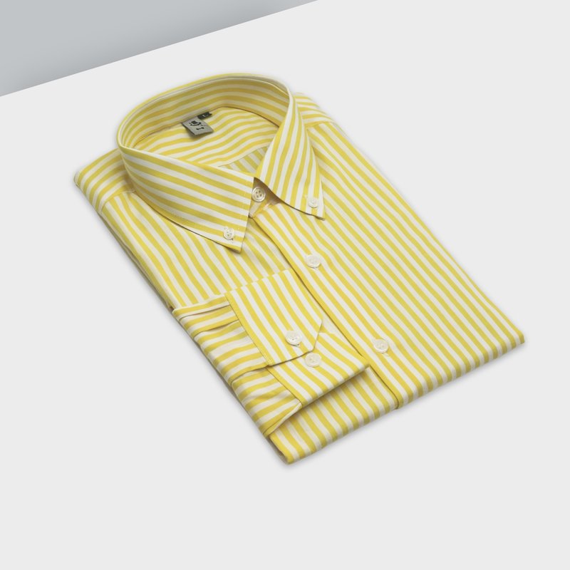 Yellow striped shirt - always full of energy every time I see you - Men's Shirts - Cotton & Hemp Yellow