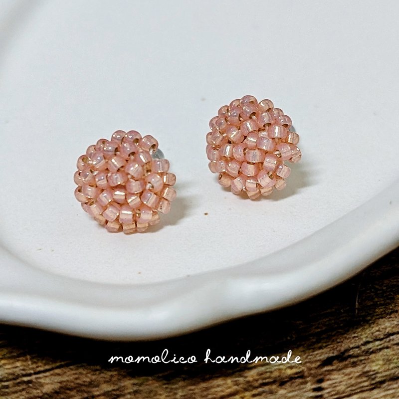 鉤針 串珠 編織   耳環 蜜桃蛋白 - 耳環/耳夾/耳骨夾 - 其他材質 橘色