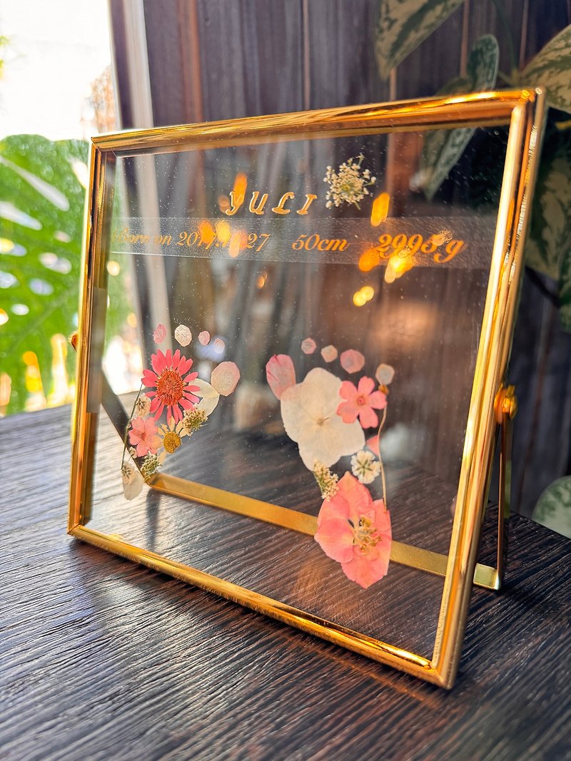 glass photo frame flower feet - Items for Display - Glass Pink