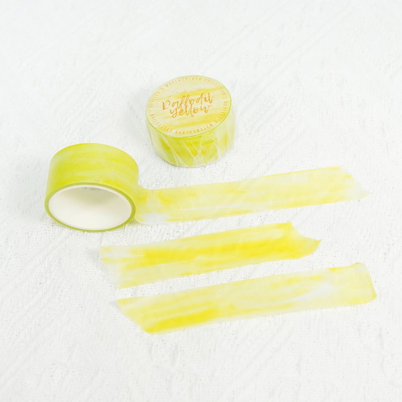 【Daffodil Yellow 黃洋水仙】水彩祝福 和紙膠帶 手帳裝飾 拼貼 - 紙膠帶/和紙/PET - 紙 黃色