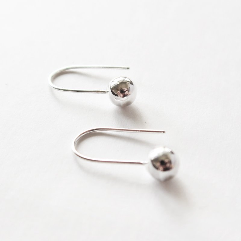 A pair of 925 sterling silver geometric small ball U-shaped earrings - Earrings & Clip-ons - Sterling Silver White