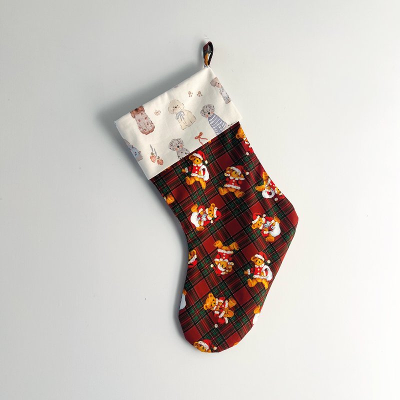 布製ハンドメイドクリスマスソックス、インテリア雑貨 - 置物 - コットン・麻 グリーン