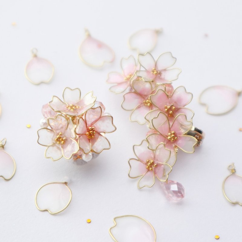 Sakura耳朵夾sakura 能選的金屬零件 - 耳環/耳夾 - 其他材質 粉紅色