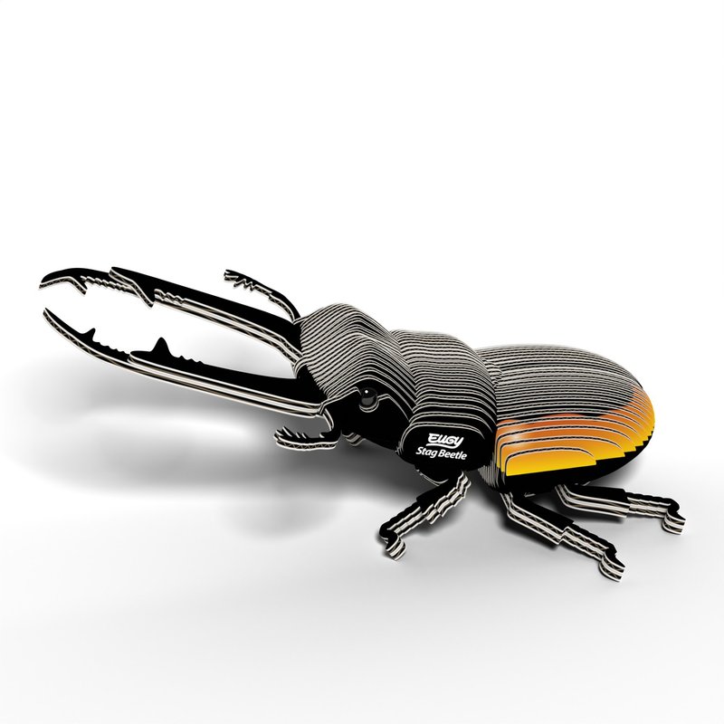 EUGY 3D Cardboard Kit Set Model - 114 Stag Beetle - Puzzles - Paper Yellow