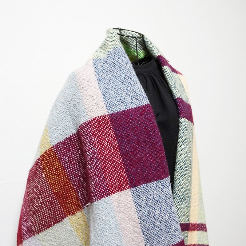 Large hand-woven blanket 69176 - ผ้าพันคอถัก - ขนแกะ หลากหลายสี
