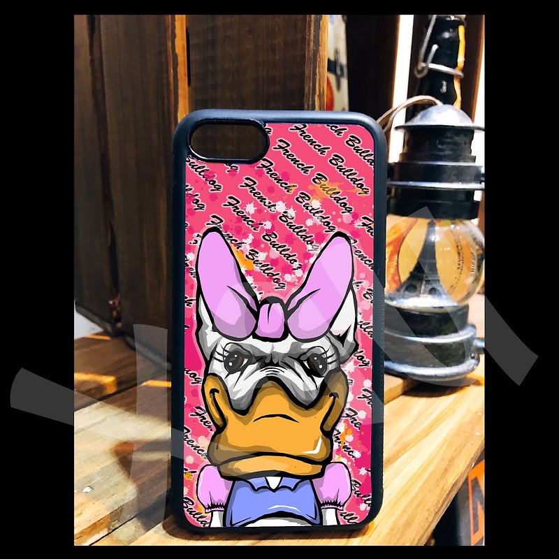 Donald Duck Daisy French Fighting Dog Hand-painted Illustration Custom Phone Case iPhone 13 12 11 XR