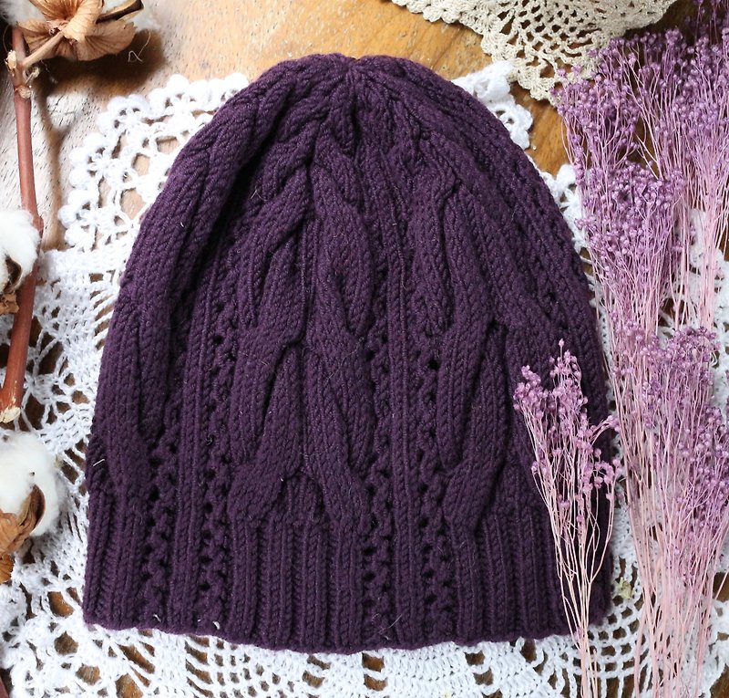 ChiChi Handmade-Twisted Grape-Soft Feel-Woolen Hat [Non-itchy Series] - หมวก - ขนแกะ สีม่วง
