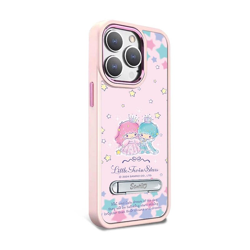 Sanrio iPhone15 14 series military standard anti-fall aluminum alloy stand phone case-Starlight Gemini - Phone Cases - Other Materials Multicolor