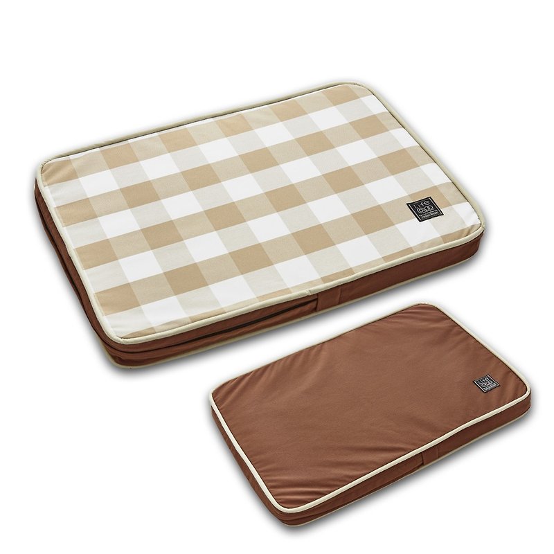 Lifeapp寵物緩壓睡墊大格紋款---S (棕白格) W65 x D45 x H5 cm - 寵物床墊/床褥 - 其他材質 咖啡色
