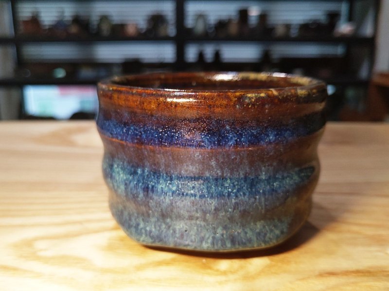 手作陶杯 | 天目 流動星雲 還原燒 - 茶壺/茶杯/茶具 - 陶 藍色
