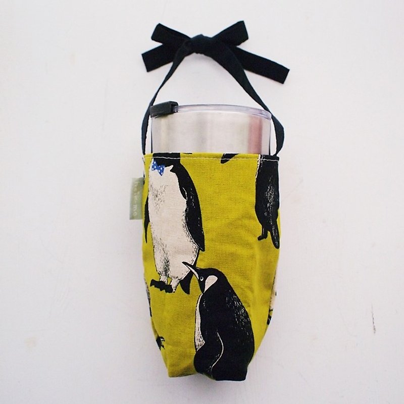 hairmo Penguin Ice Cup thermos storage bag (folding) - ถุงใส่กระติกนำ้ - ผ้าฝ้าย/ผ้าลินิน สีเขียว
