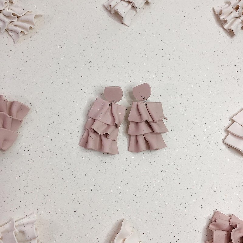 Polymer Clay Earrings--MY LITTLE DRESS - Earrings & Clip-ons - Pottery Pink
