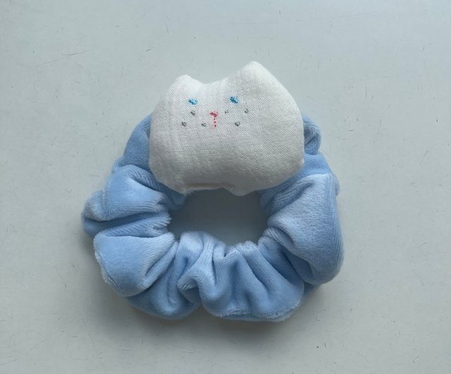 猫。ヘアゴム。シュシュ。猫の顔の刺繍 - ショップ 5
