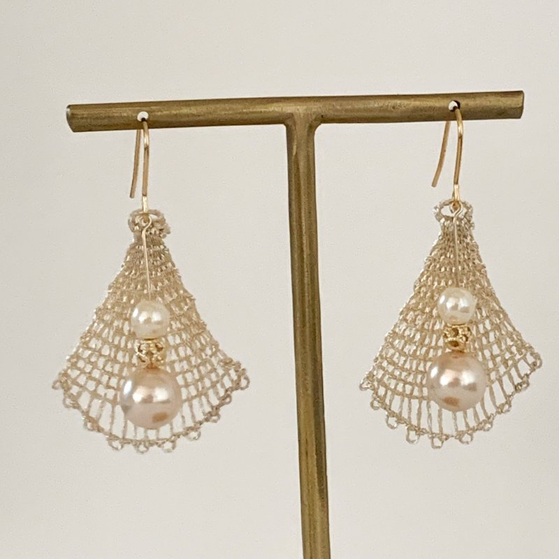 Transparent thread earrings_gradient orange, can be changed to earrings - Earrings & Clip-ons - Cotton & Hemp Gold