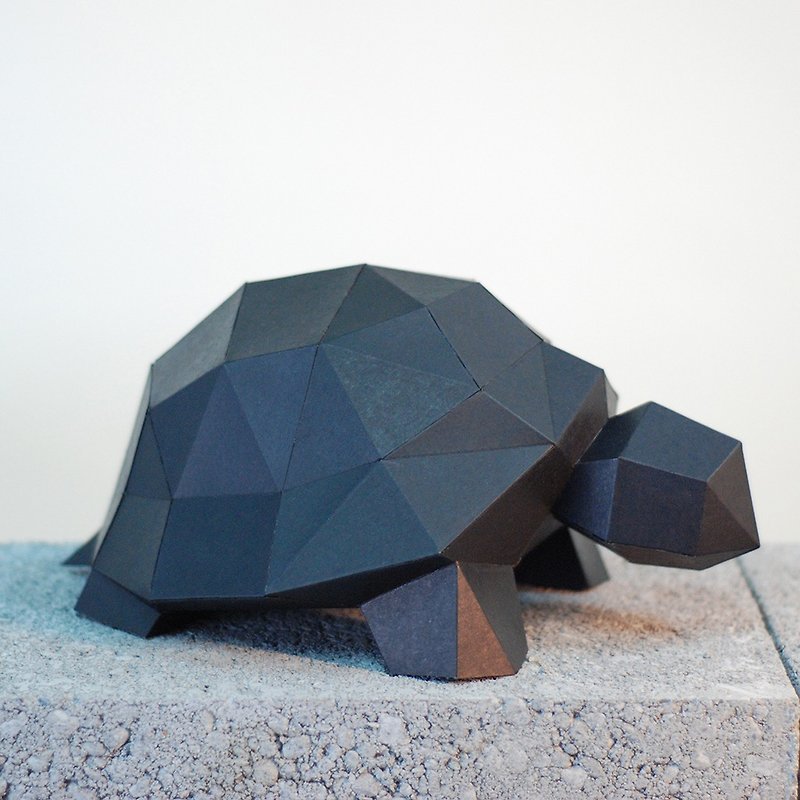 DIY手作3D紙模型擺飾 小動物系列 -小烏龜&迷你烏龜 (5色可選) - 公仔模型 - 紙 黑色
