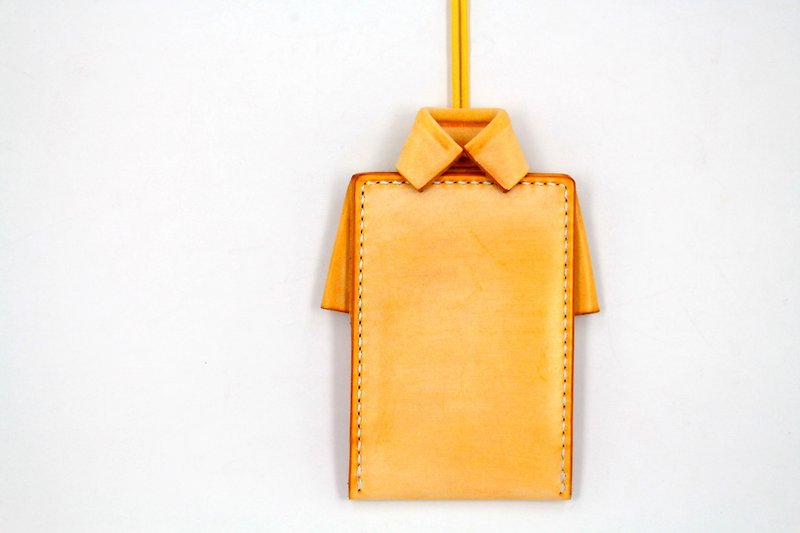 MOOS X WAOSOME ORIGAMI can be linked to neck documents, work permits, HOLDER yellow brush wax planted tannery (brush wax series) - Necklaces - Genuine Leather Yellow