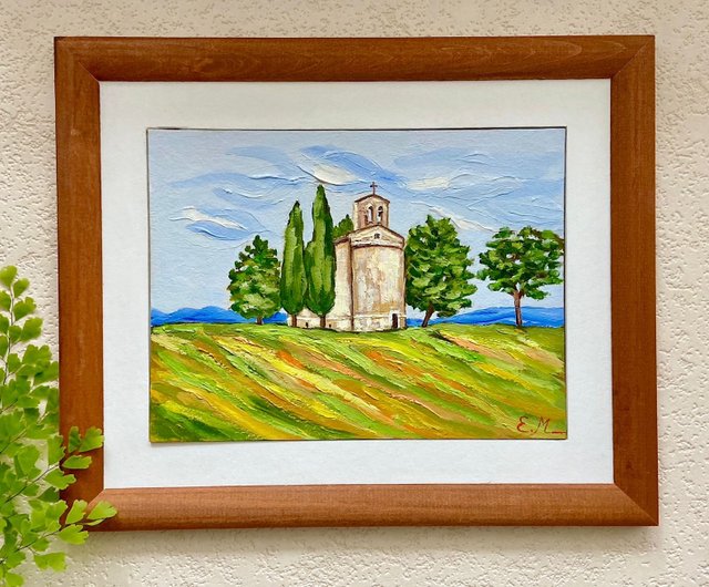 送料0円 イタリア Calere トスカーナの風景 絵画 油絵