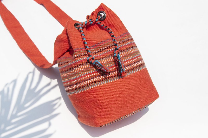 Cotton & Hemp Messenger Bags & Sling Bags Orange - Natural hand-woven crossbody bag/hand-woven side bag/canvas bag/shoulder bag/mobile phone bag-orange