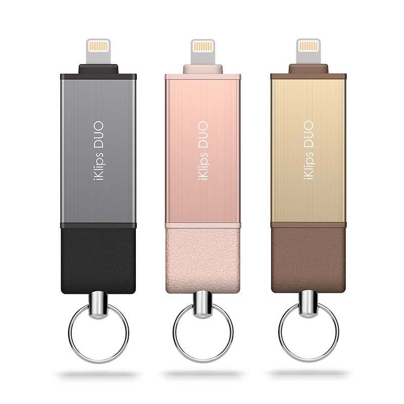 iKlips DUO 64GB Apple iOS USB3.1双方向フラッシュドライブ（レザーチャームなし） - USBメモリー - 金属 ピンク