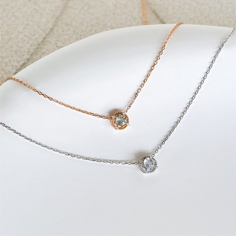 NEW Pre-order Aquamarine/Moonstone [Stars Holding the Moon] s925 sterling silver necklace || Exclusive edition - สร้อยคอ - เงินแท้ สีใส