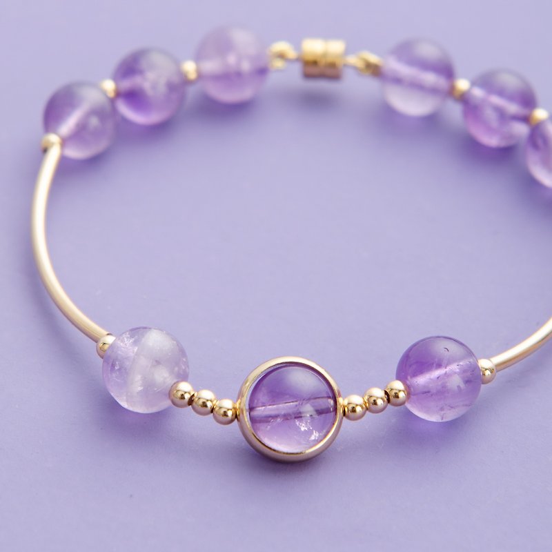 Lavender Amethyst Bracelet, 14K Gold Filled Natural Gemstone Crystal Bracelet - สร้อยข้อมือ - คริสตัล สีม่วง