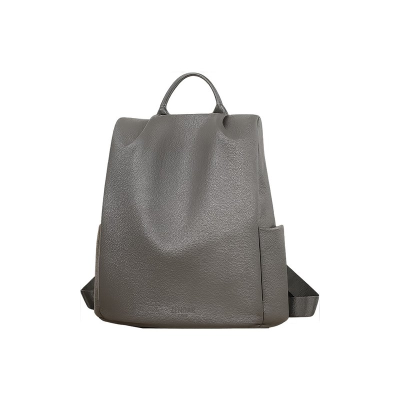 ZENDAR Limited Edition 10% Off Premium Ultra-Soft Calfskin Anti-Theft Backpack, Brand New Counter Display Item - กระเป๋าเป้สะพายหลัง - หนังแท้ สีเทา